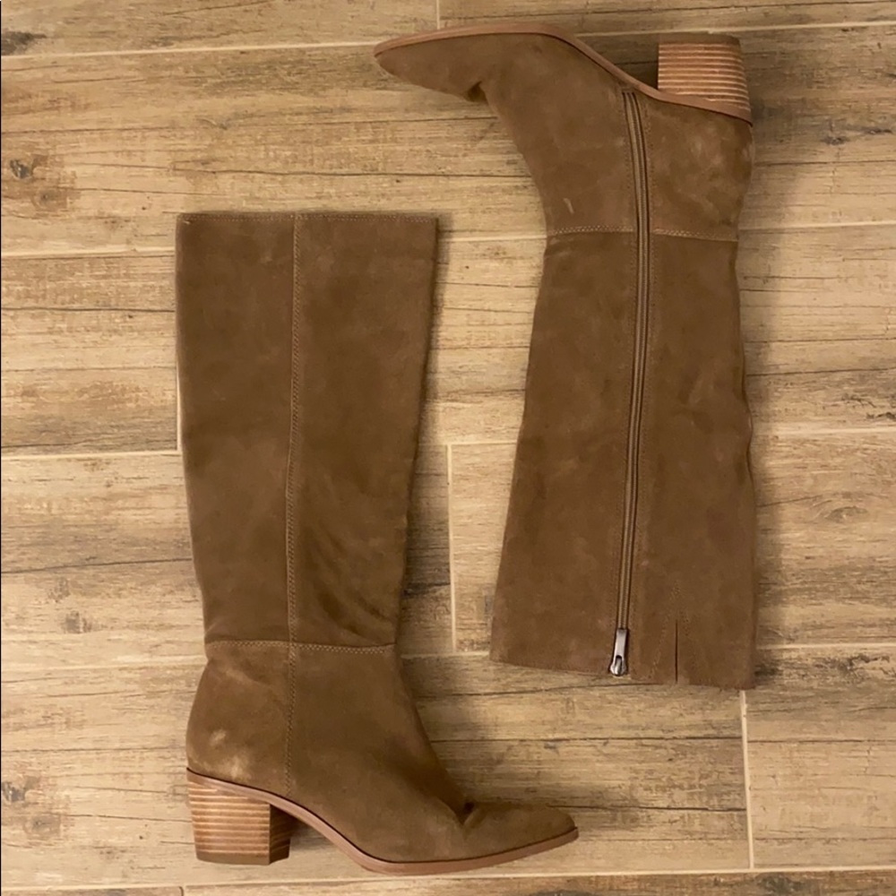 Knee high suede boots